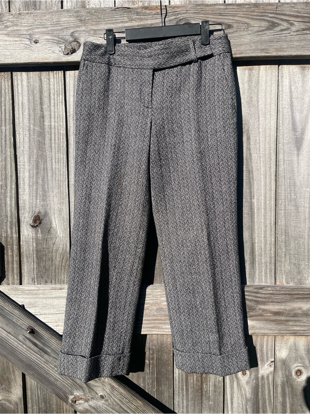 Ann Taylor Gray Textured Ankle Cropped Dress Pants